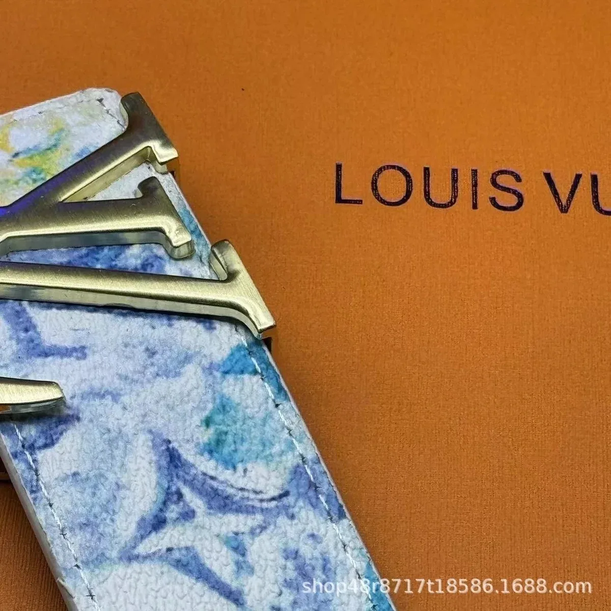 Louis Vuitton Tabi White Blue Floral Belt