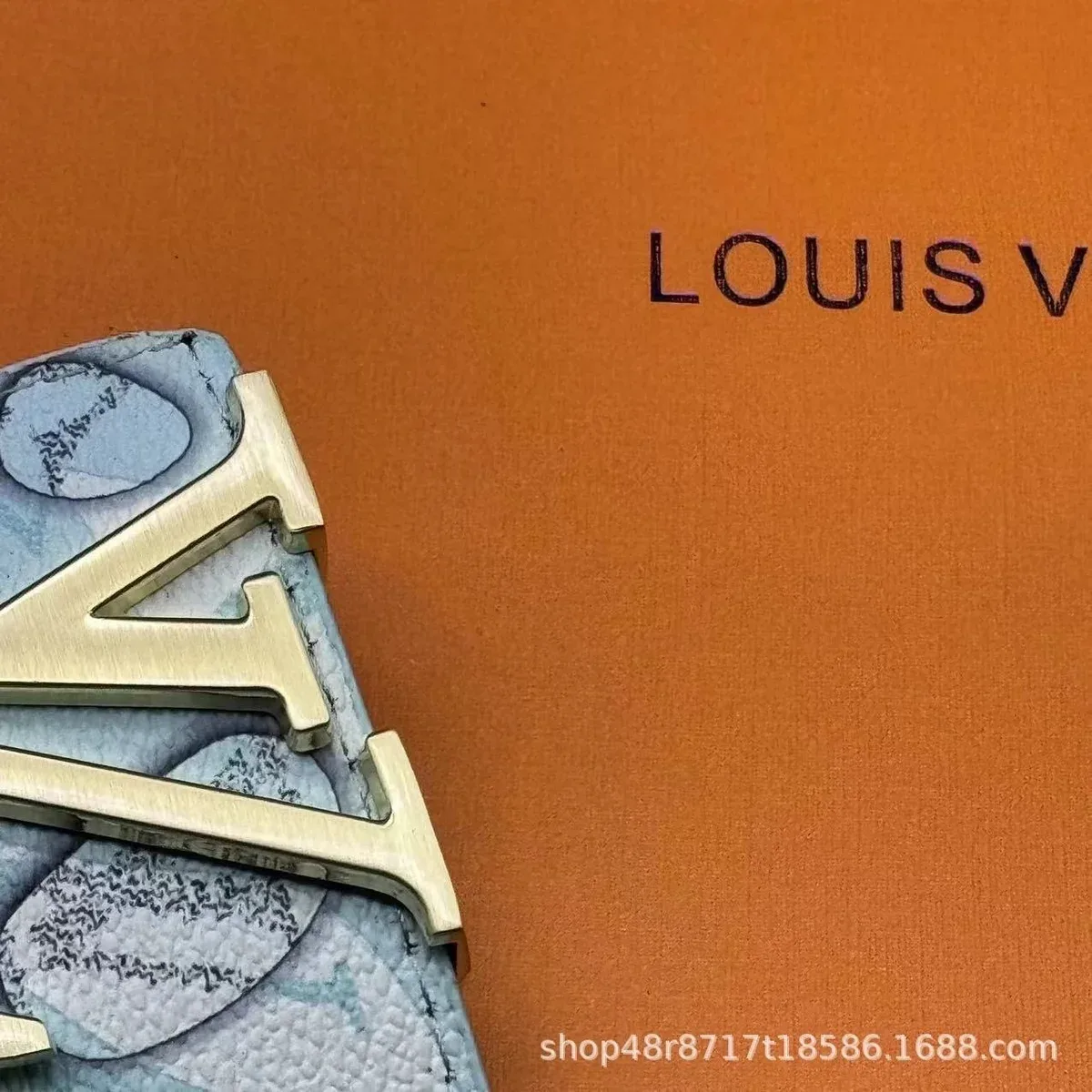 Louis Vuitton Tabi Blue Water Drop Gold Buckle Belt