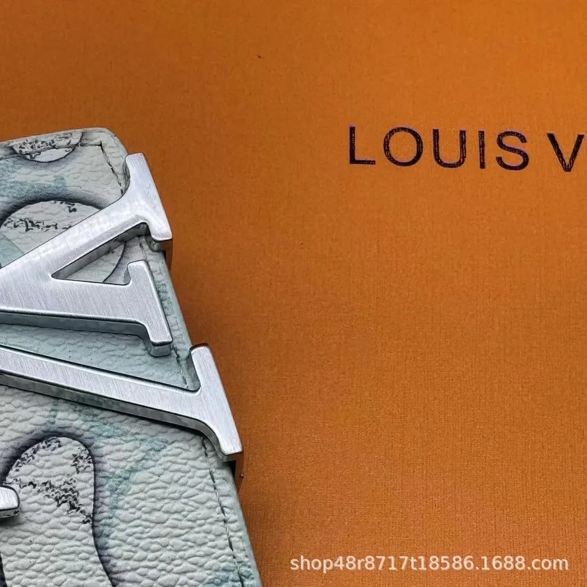Louis Vuitton Tabi Blue Water Drop Silver Buckle Belt