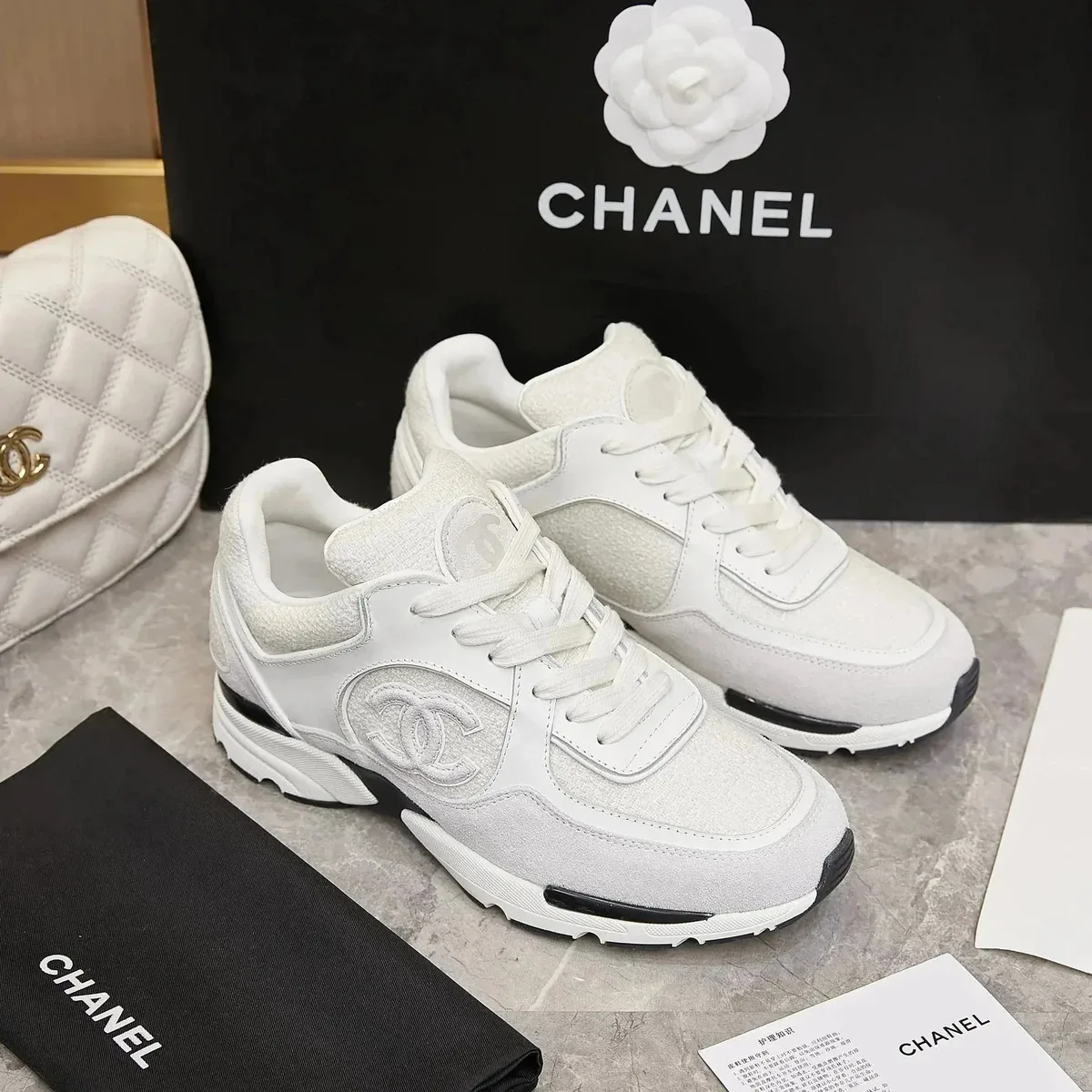 Chanel Runners White Leather Sneakers