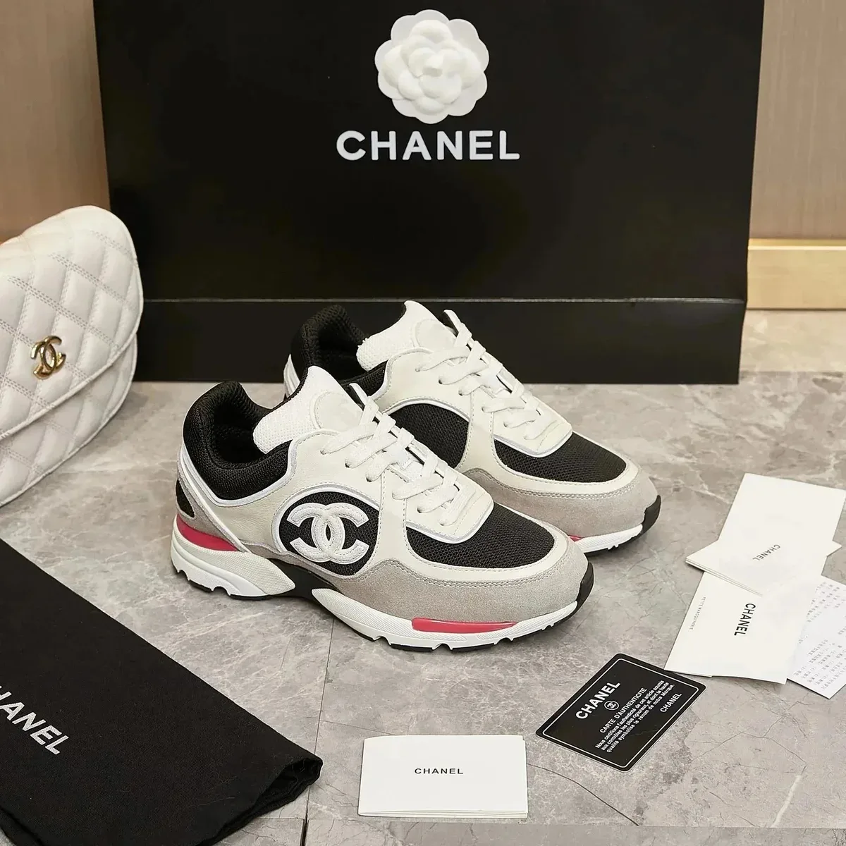 Chanel Runners White/Black Red Sneakers
