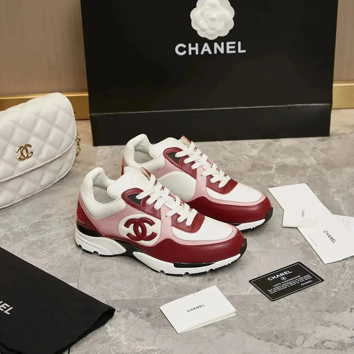 Chanel Runners Red & White Sneakers