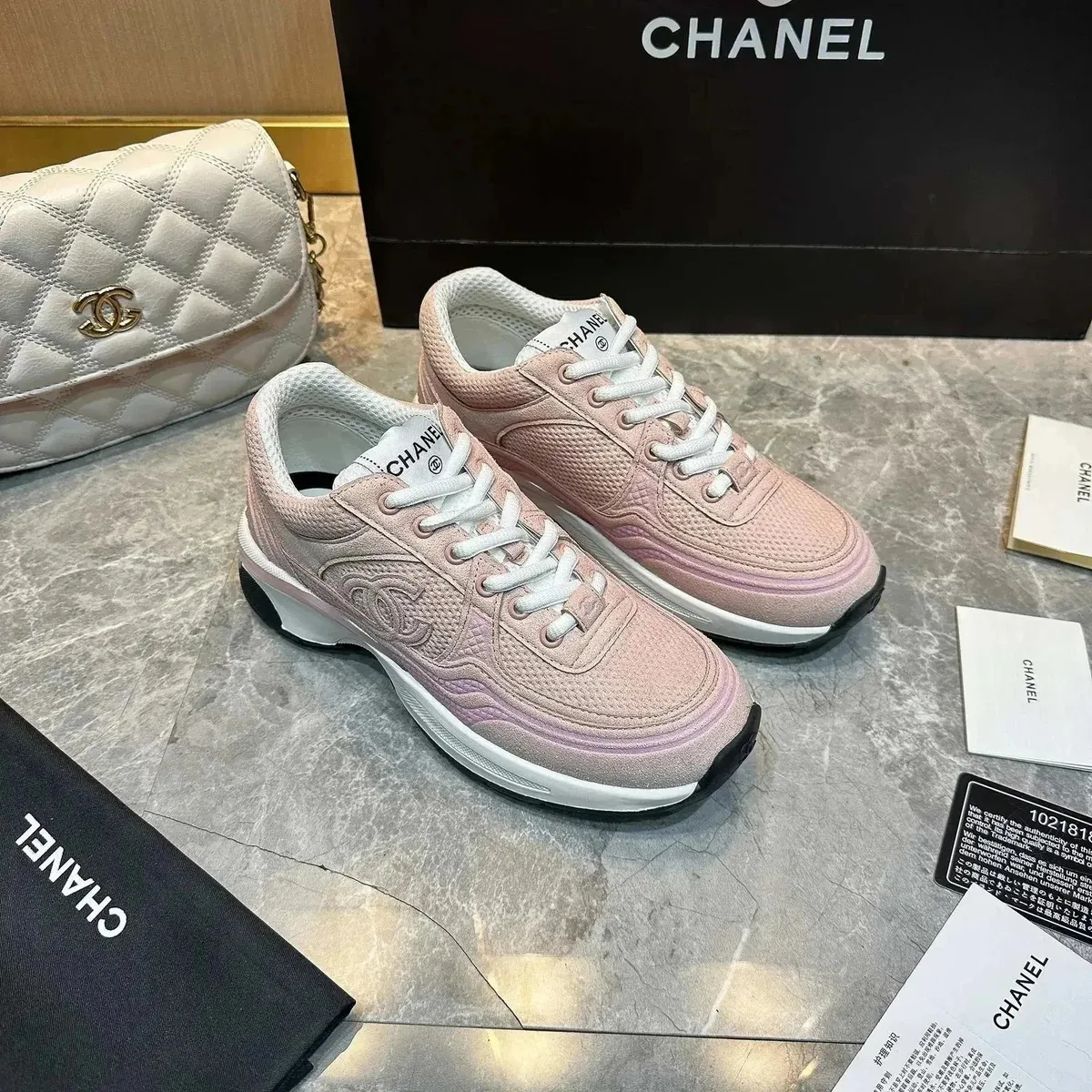 Chanel Runners Pink Leather Sneakers