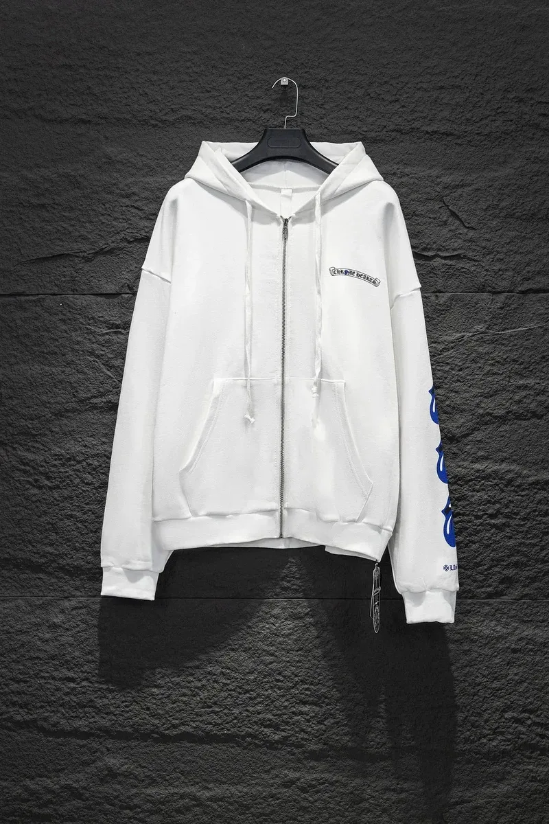 Chrome Hearts White CH Cross Zip-Up Hoodie
