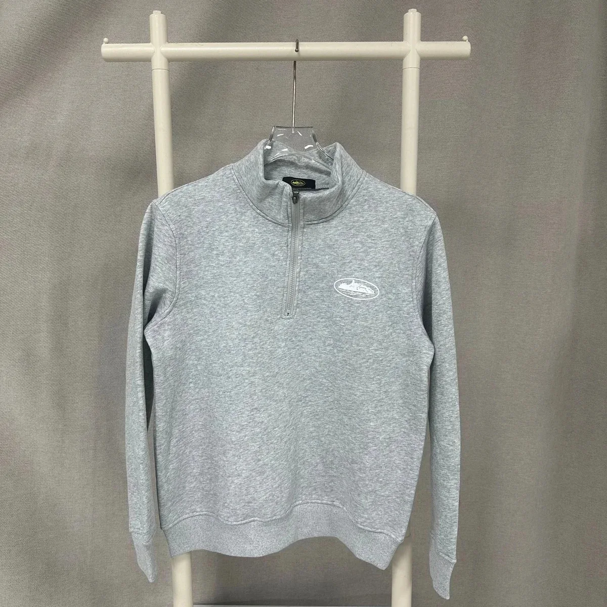 BB-08 Grey Solid Quarter-Zip Sweatshirt