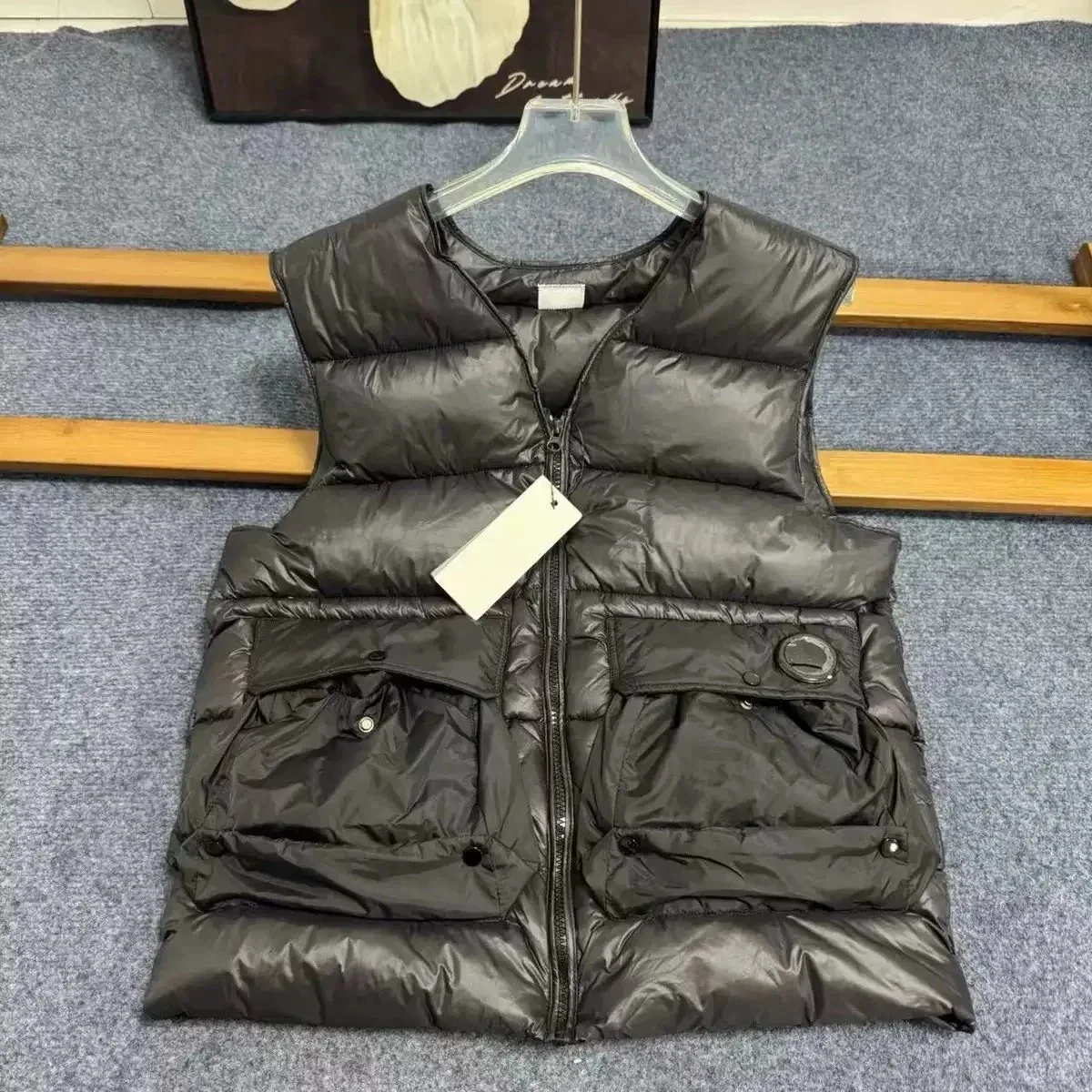 Unisex Black Padded Vest with Front Pockets