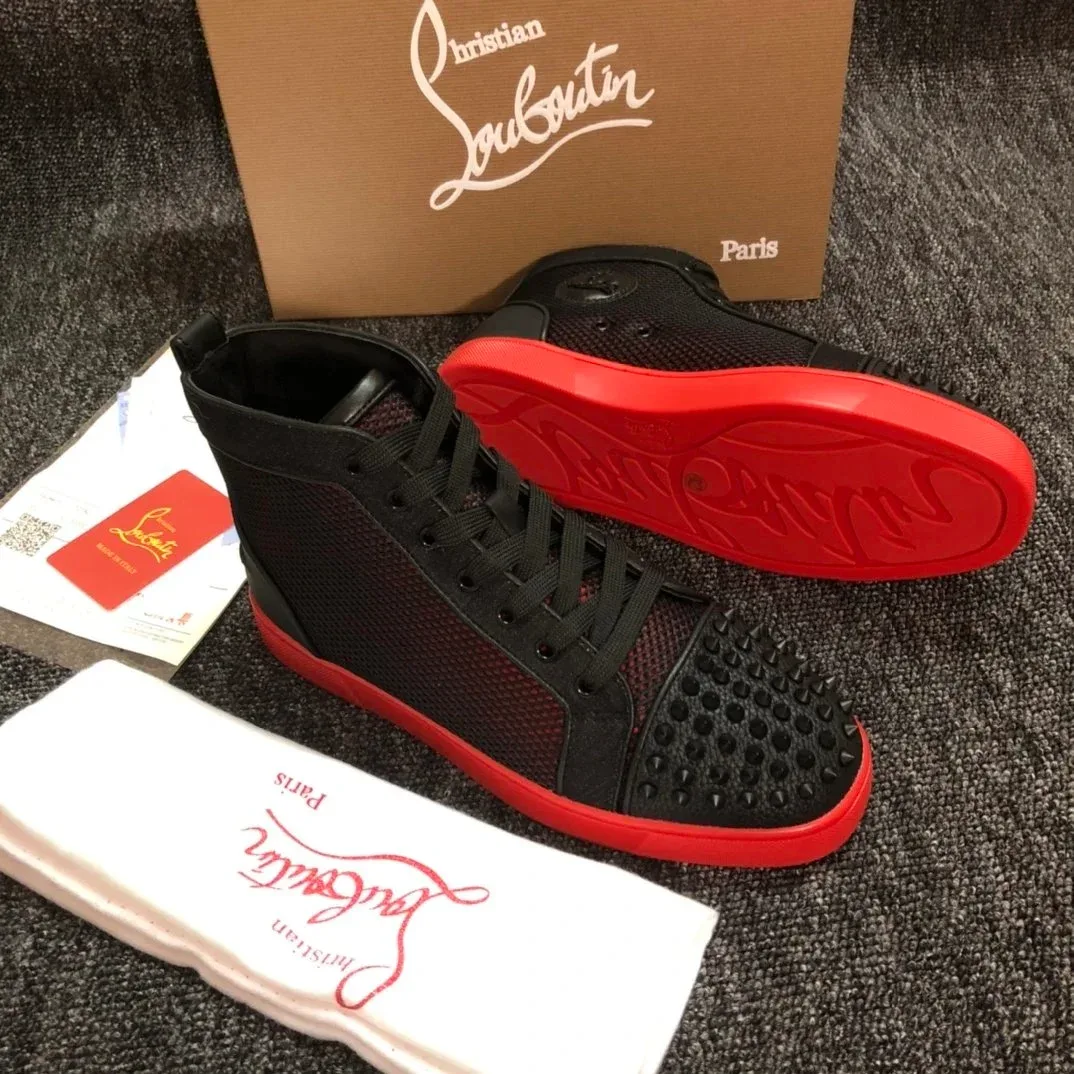Christian Louboutin Louis Black Red Sneakers
