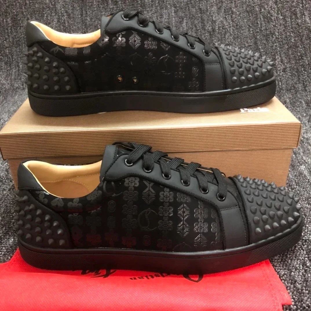 Christian Louboutin Loubi Louis Black Spike Sneakers