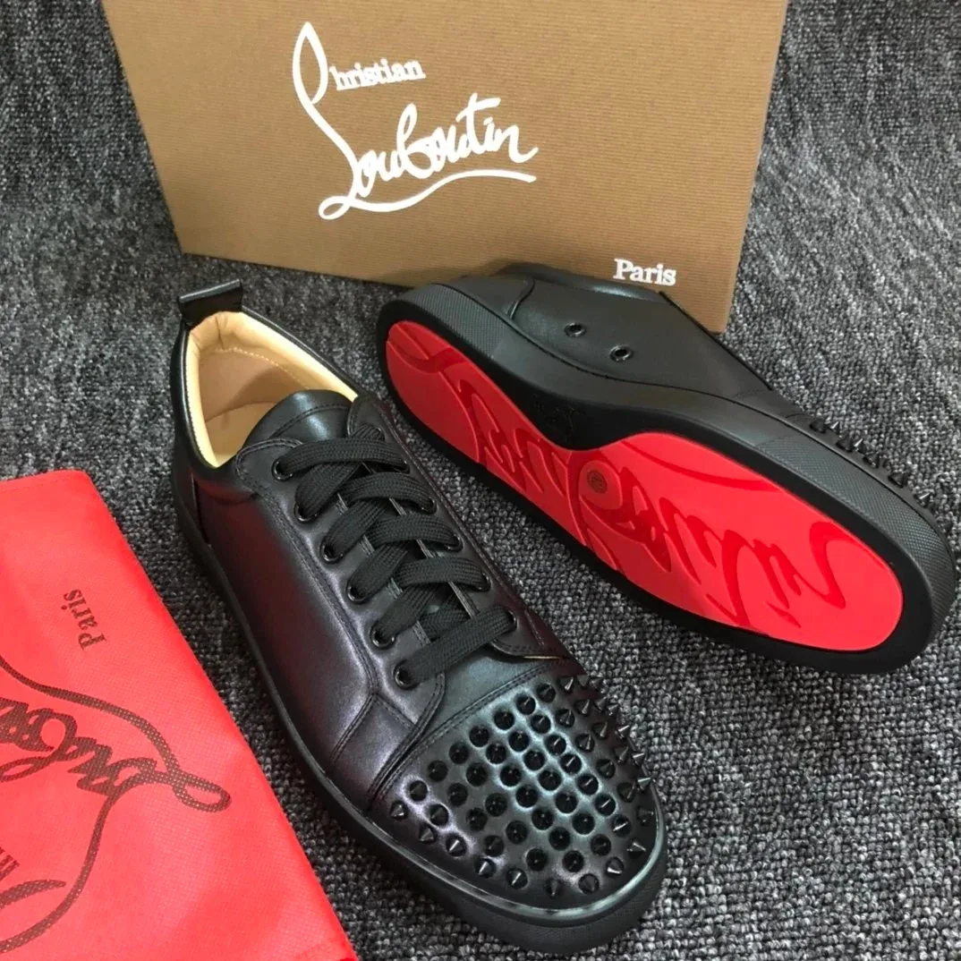 Christian Louboutin Louis Black Spiked Sneakers