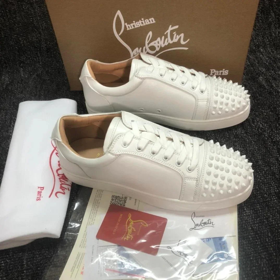 Christian Louboutin Louis White Spikes Sneakers
