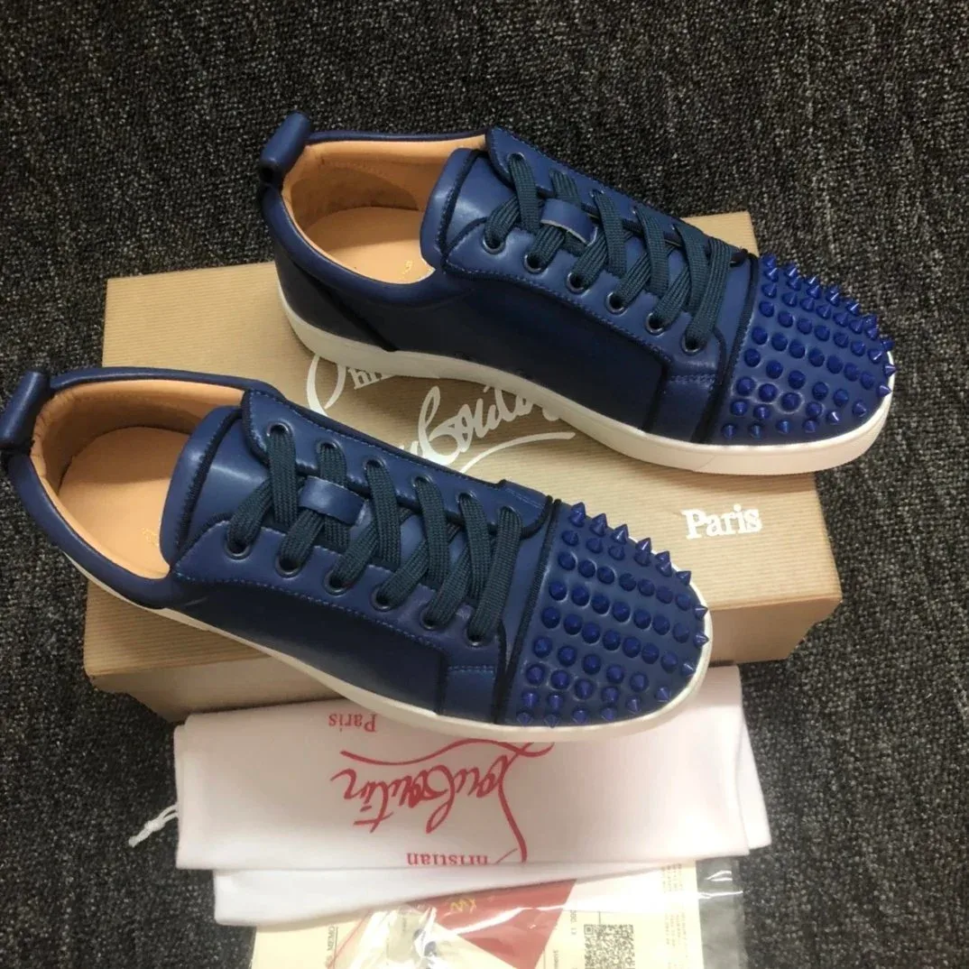 Christian Louboutin Louis Spiked Blue Sneakers