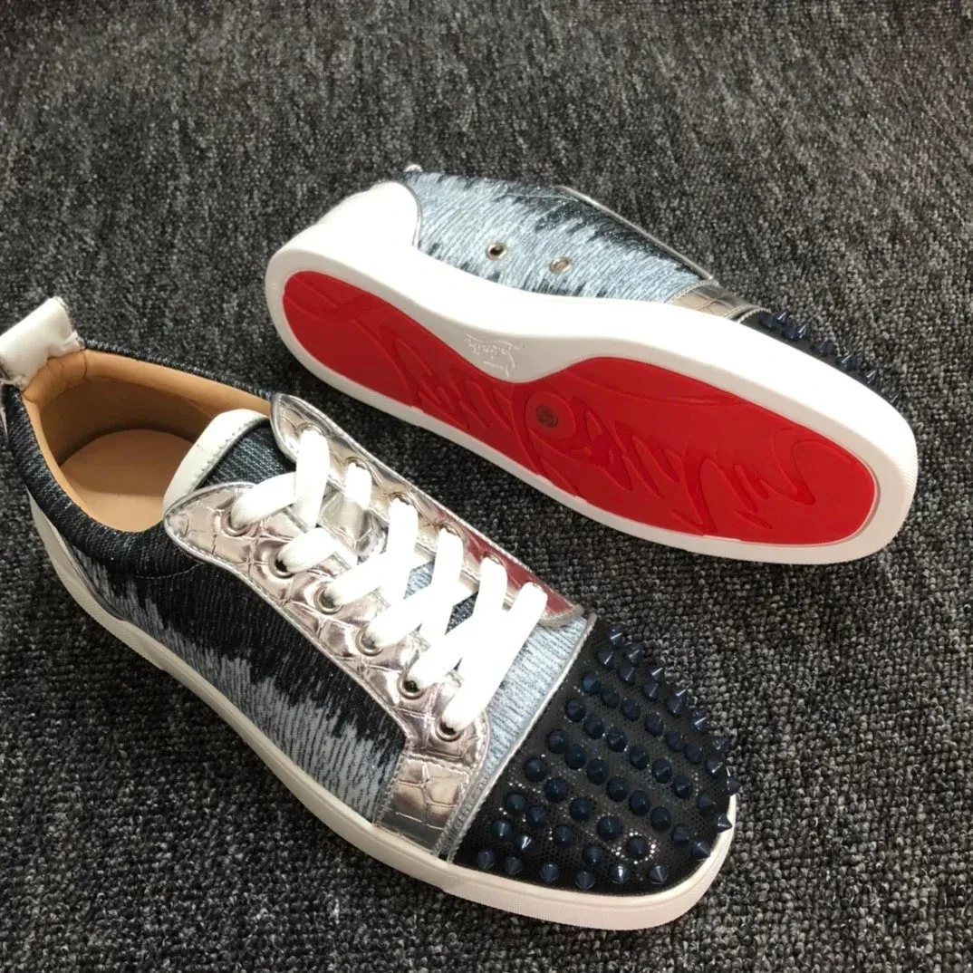 Christian Louboutin Louis Spiked Denim Sneakers