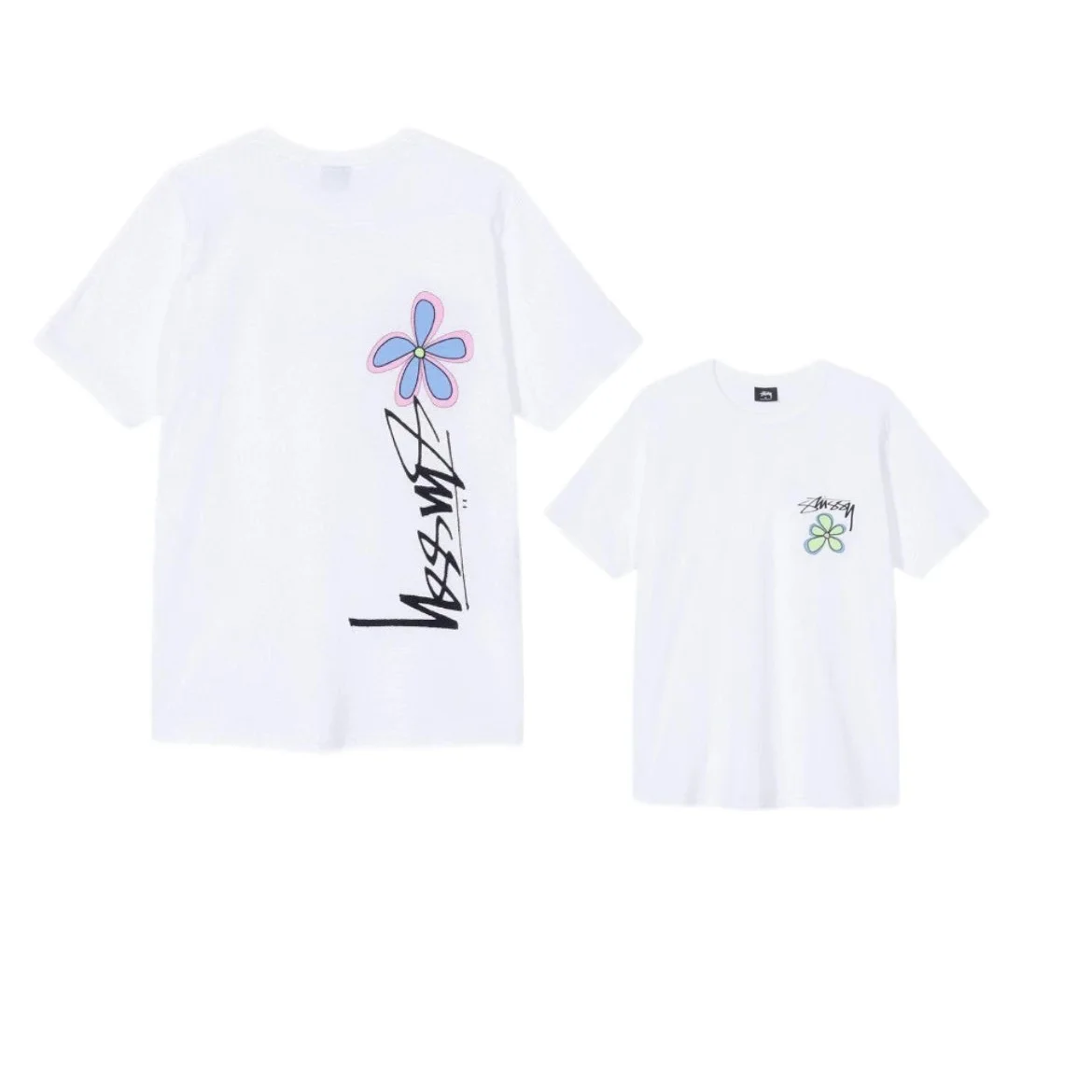 Stussy Stüssy Flower Print White T-Shirt