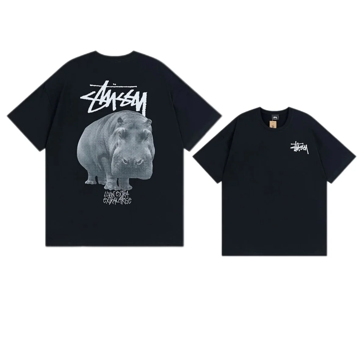 Stussy Hippo Living Extra Large Black T-Shirt