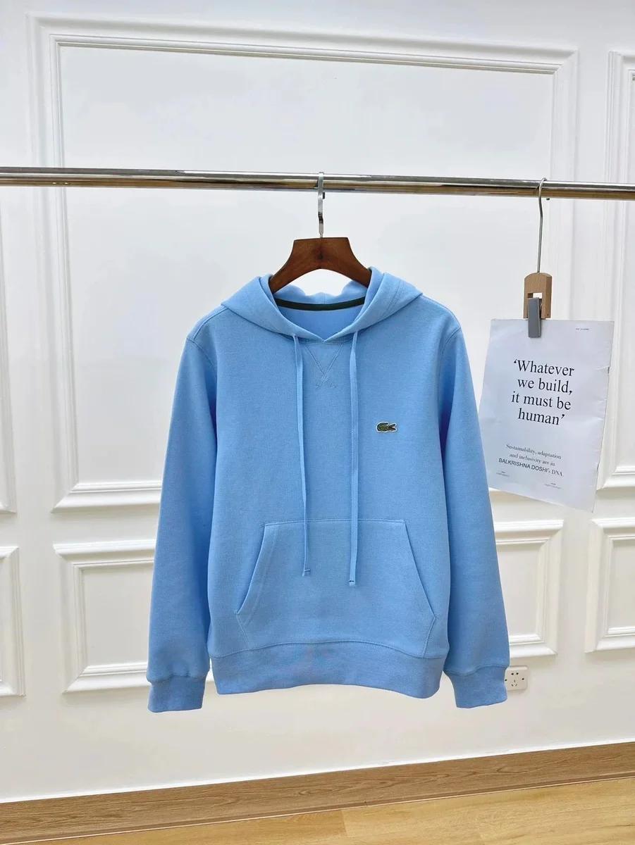 Lacoste Light Blue Hoodie with Crocodile Logo