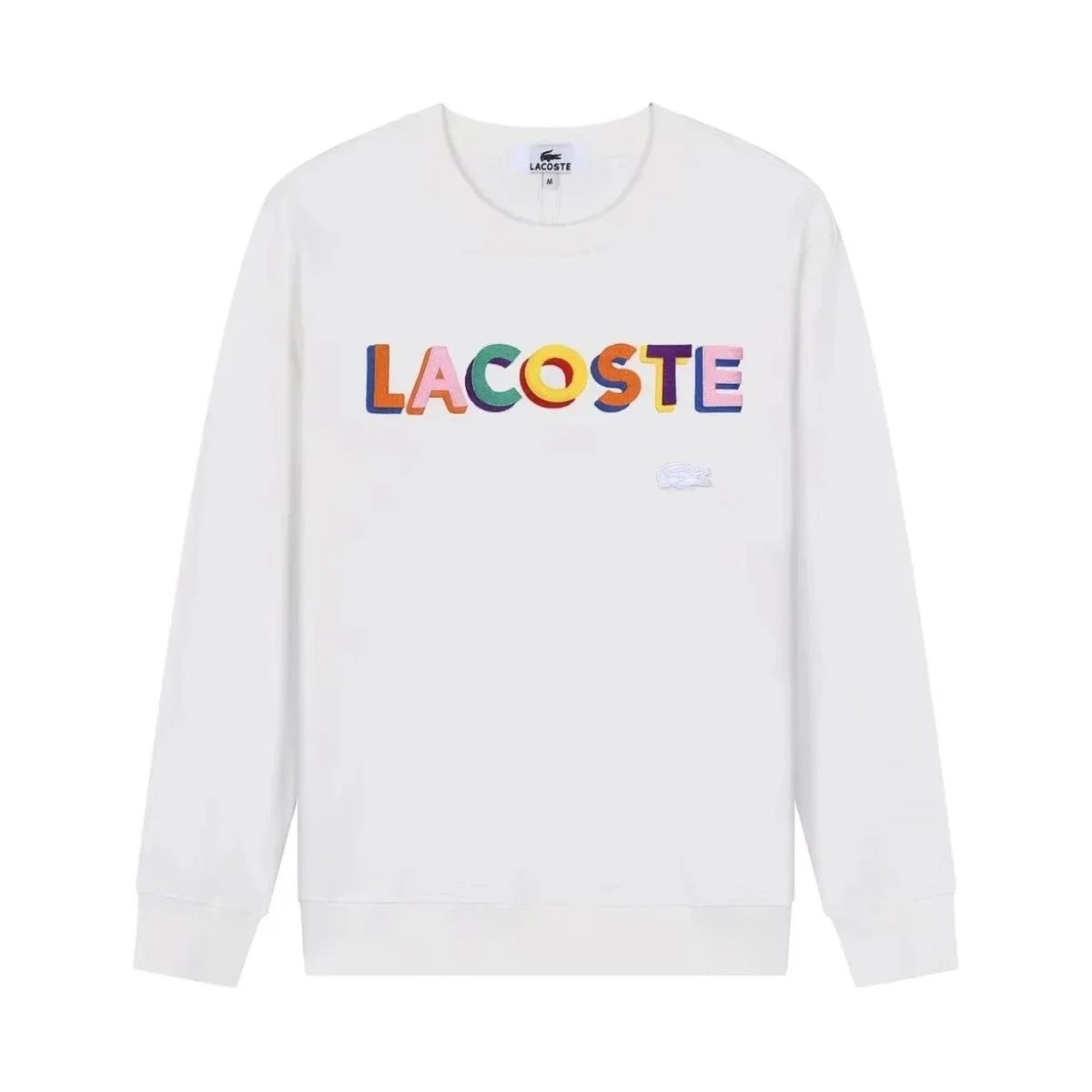 Lacoste Colorful Logo Crewneck Sweatshirt White