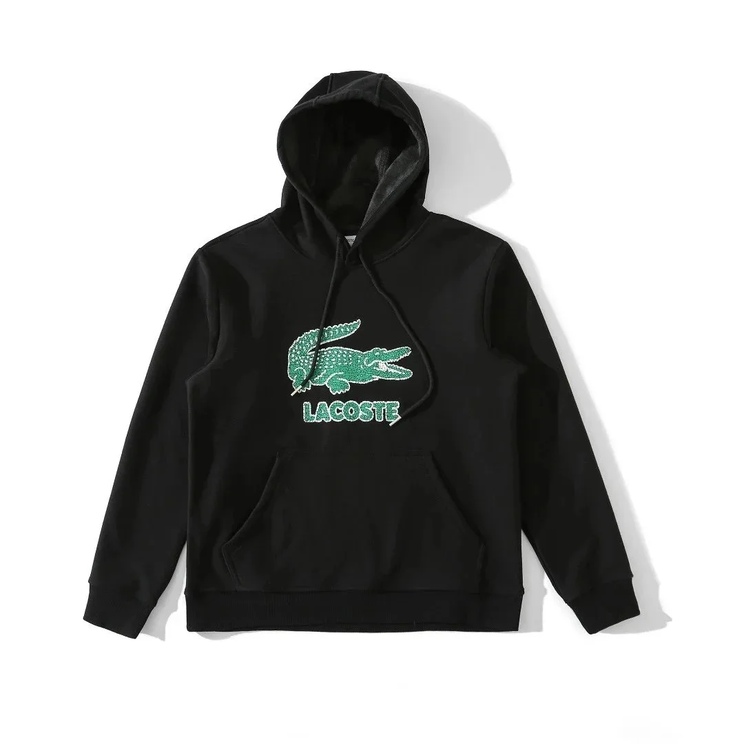 Lacoste Green Crocodile Hoodie Black