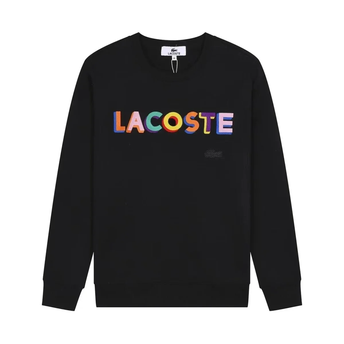 Lacoste Rainbow Embroidered Black Sweatshirt