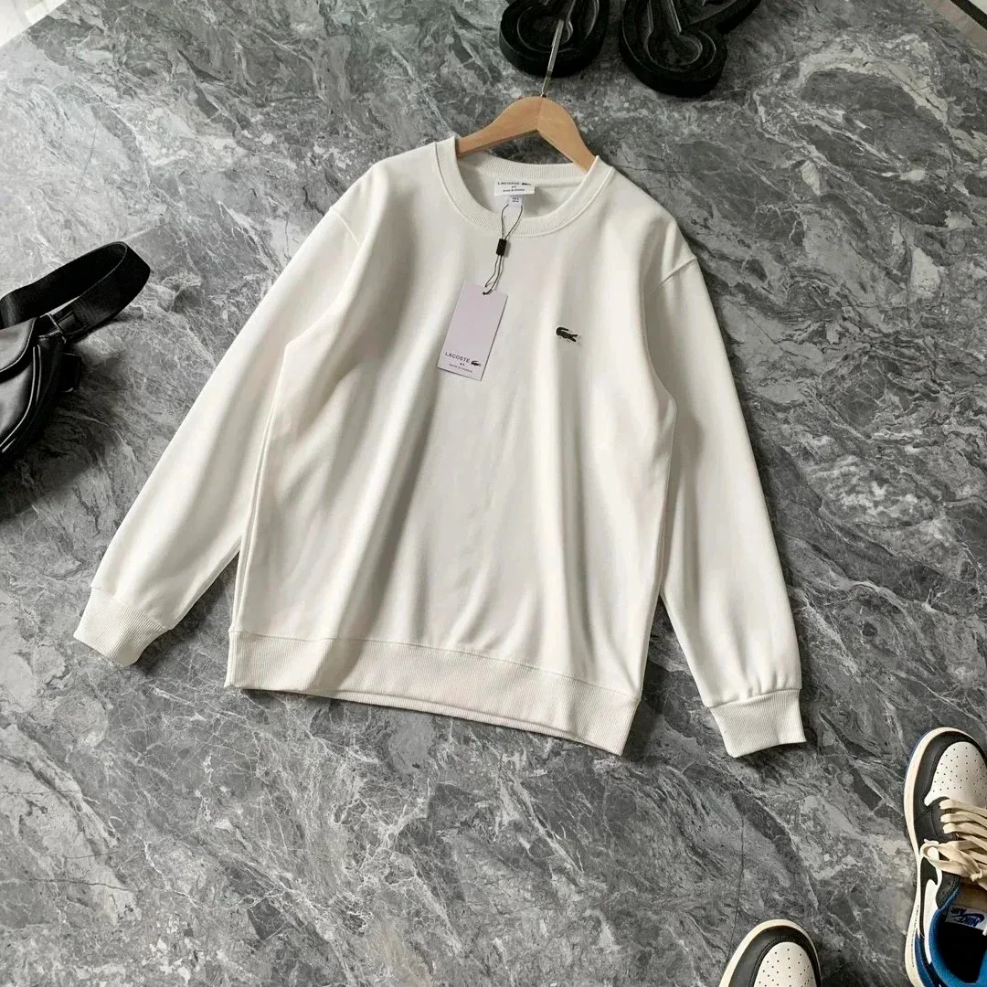 Lacoste White Crocodile Logo Crewneck Sweatshirt