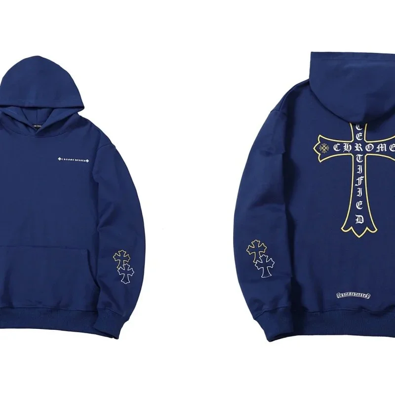 Chrome Hearts CH Cross Hoodie Navy Blue Sweatshirt