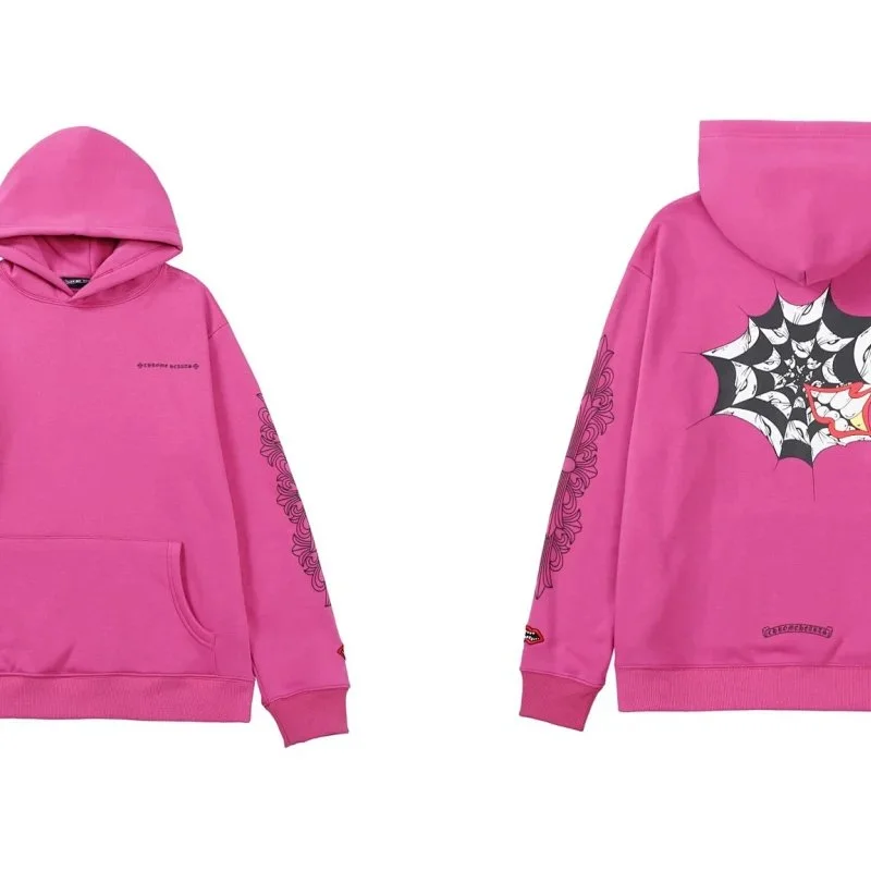 Chrome Hearts CH Cross Pink Spider Web Hoodie