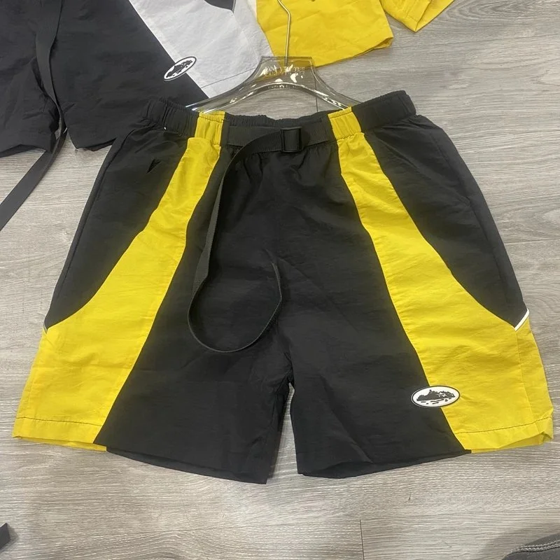 Black and Yellow Contrast Shorts Casual