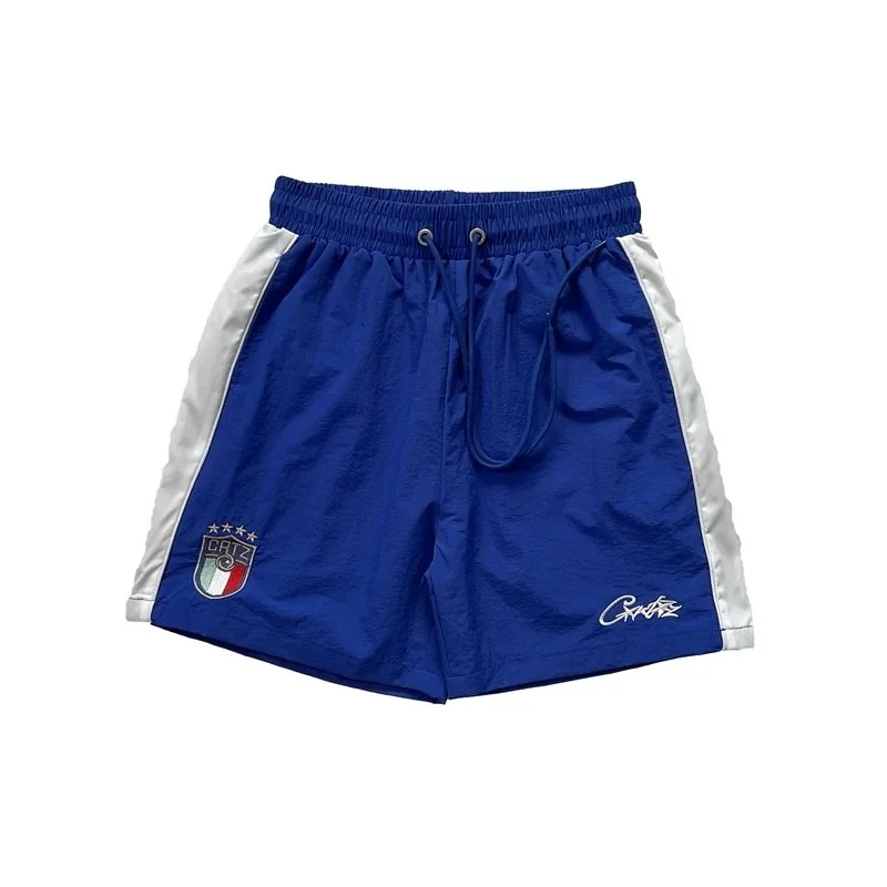 Blue White Panel Shorts Sporty