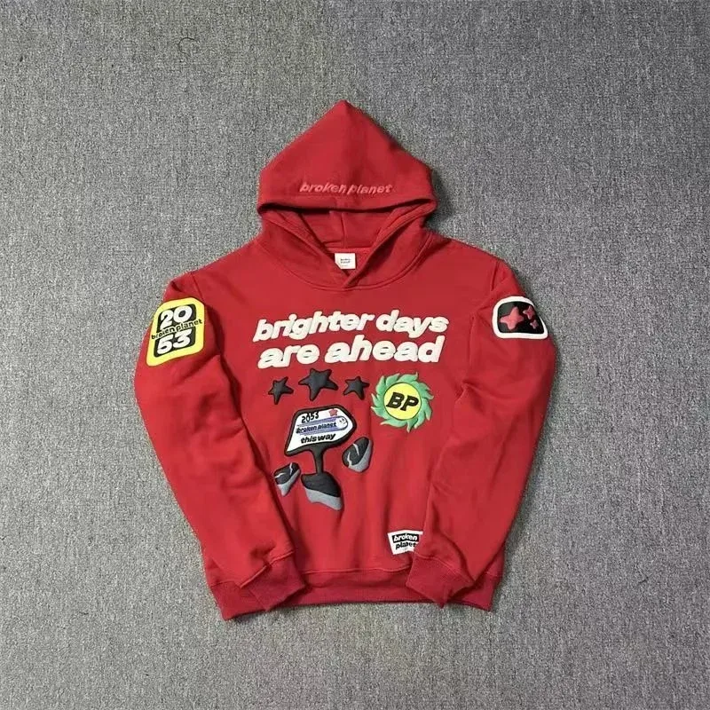 Broken Planet Market Brighter Days Are Ahead Red Hoodie