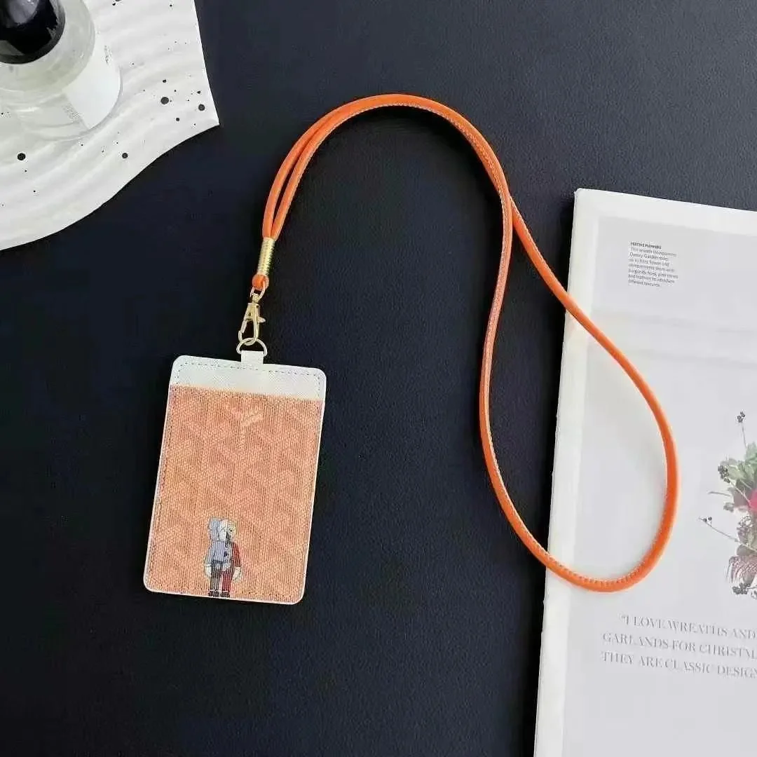 Orange Lanyard Card Holder with KAWS Design