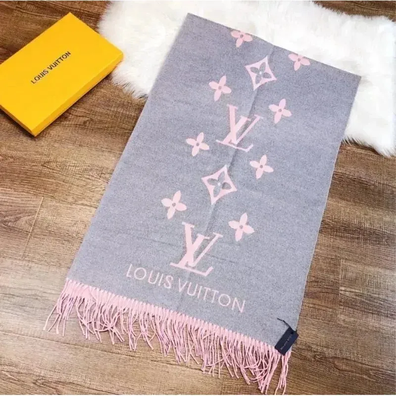 Louis Vuitton Grey & Pink Monogram Scarf
