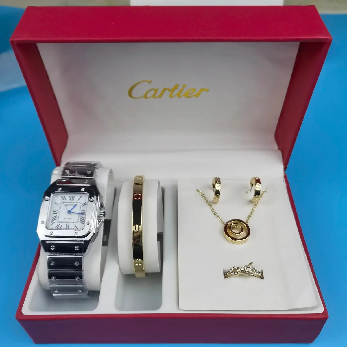 Cartier Love Set White & Gold Jewelry Set