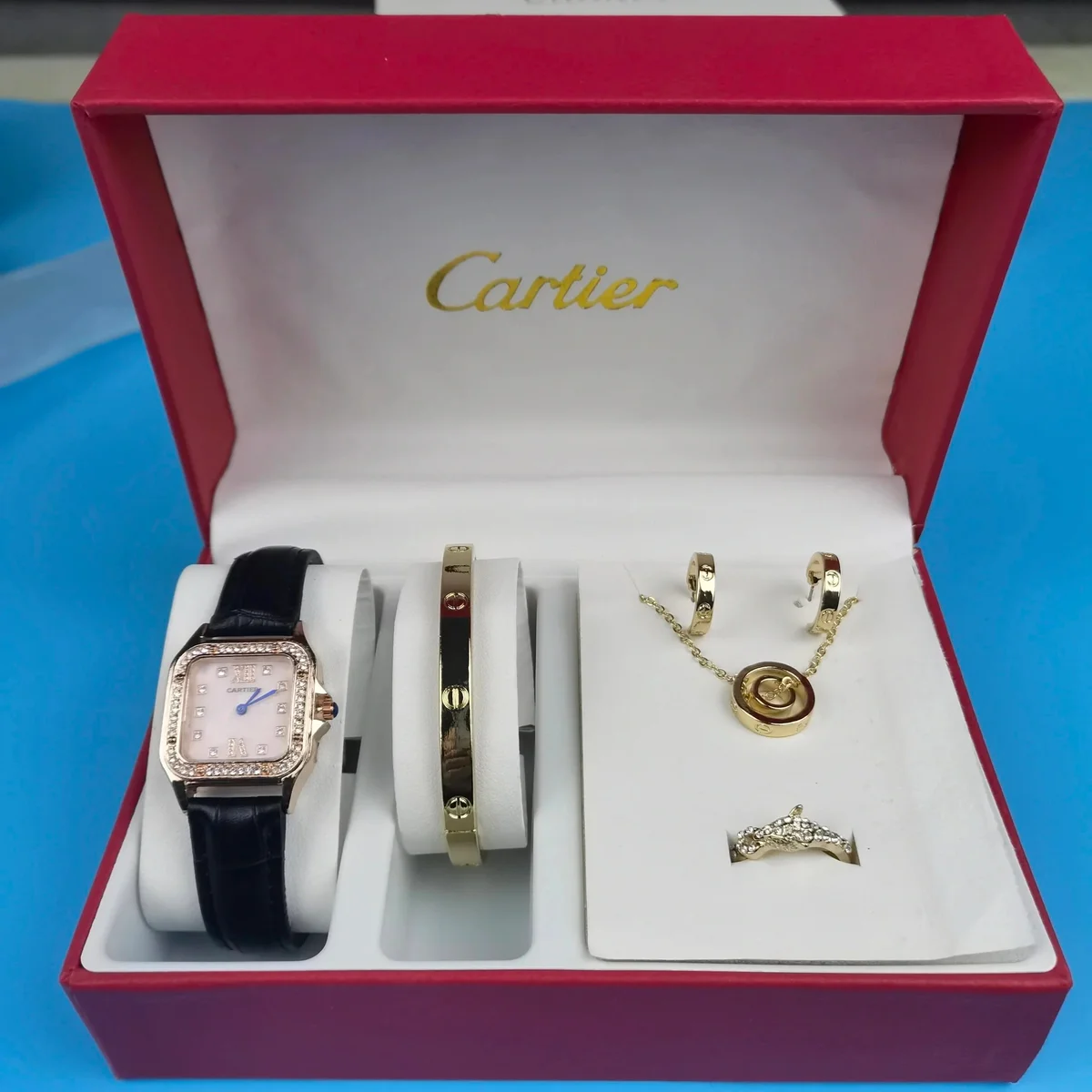 Cartier Love Set Gold & Black Jewelry Set