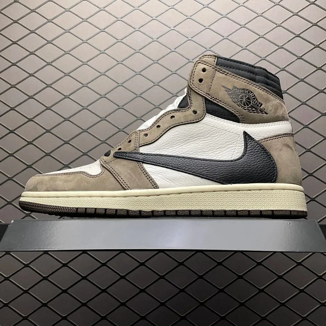 Nike Air Jordan 1 Travis Scott Sail/Black High Top Sneakers