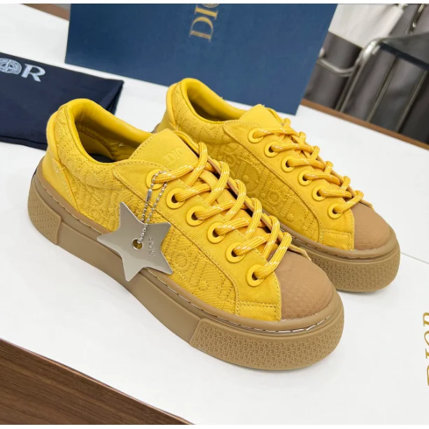 Dior Lady Dior B-6 Yellow Sneakers