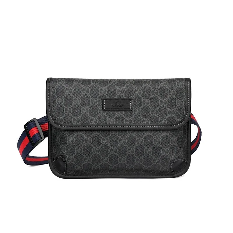 Gucci GG Supreme Black Web Stripe Crossbody Bag