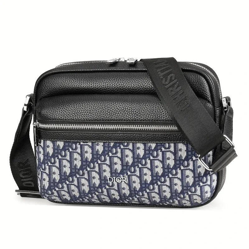 Dior Dior Book Tote Oblique Print Black & Blue Crossbody Bag