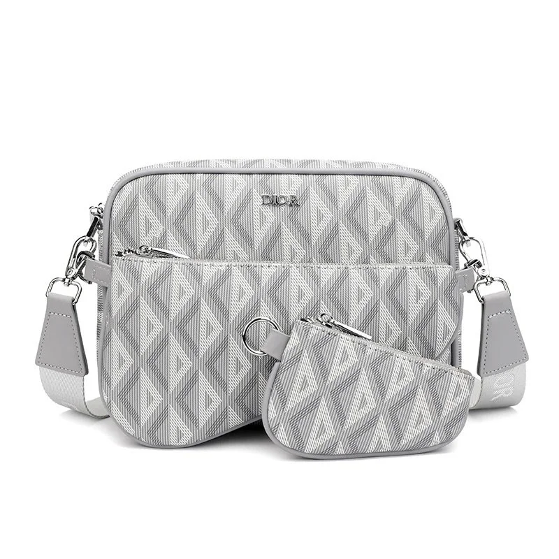 Dior Lady Dior Grey Geometric Crossbody Bag