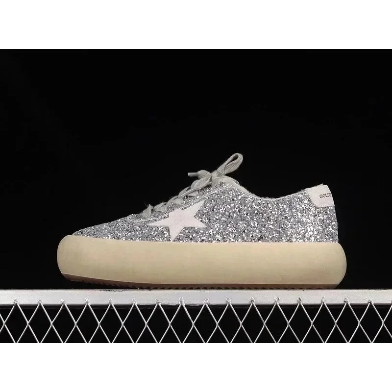 Golden Goose Super-Star Silver Glitter Sneakers