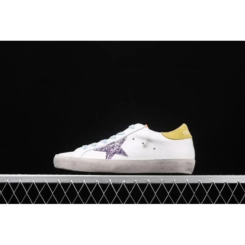 Golden Goose Super-Star White Glitter Star Sneakers
