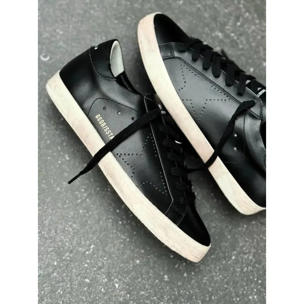 Golden Goose Super-Star Black Leather Sneakers