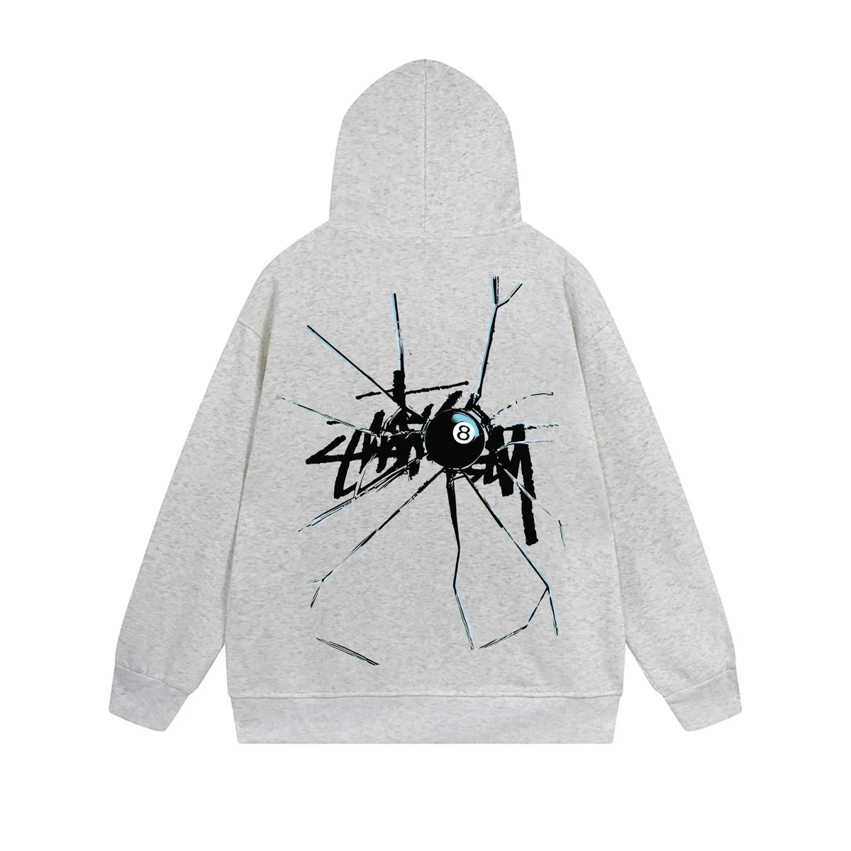 Stussy 8 Ball Hoodie Grey Sweatshirt