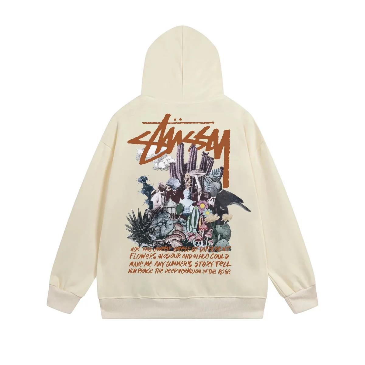 Stussy Stüssy Hoodie Cream Floral Print Sweatshirt