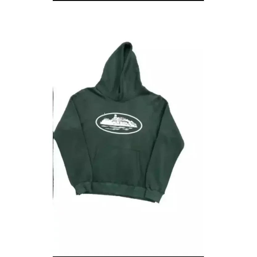 Green Hoodie with Ship Print Casual Top