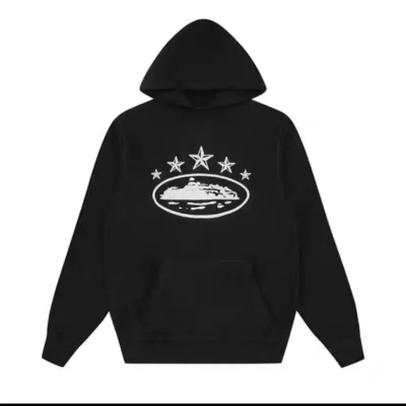 Black Hoodie with Star & Boat Graphic
