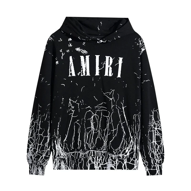 Amiri Cracked Print Hoodie Black