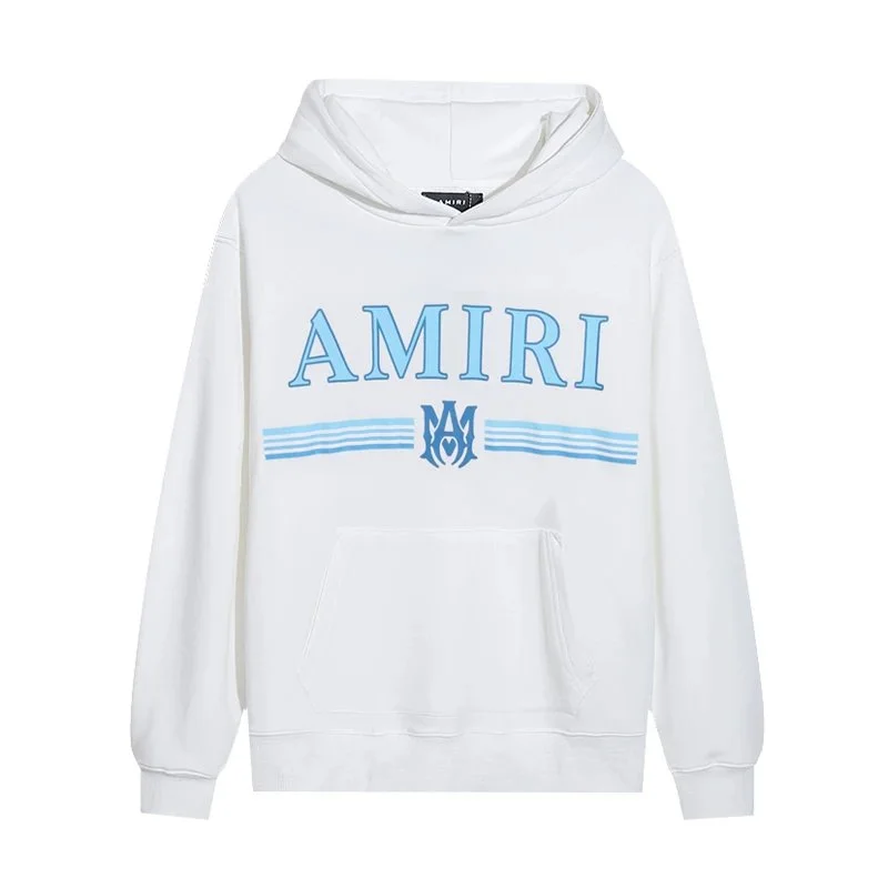 Amiri White AMRI Hoodie with Blue Logo