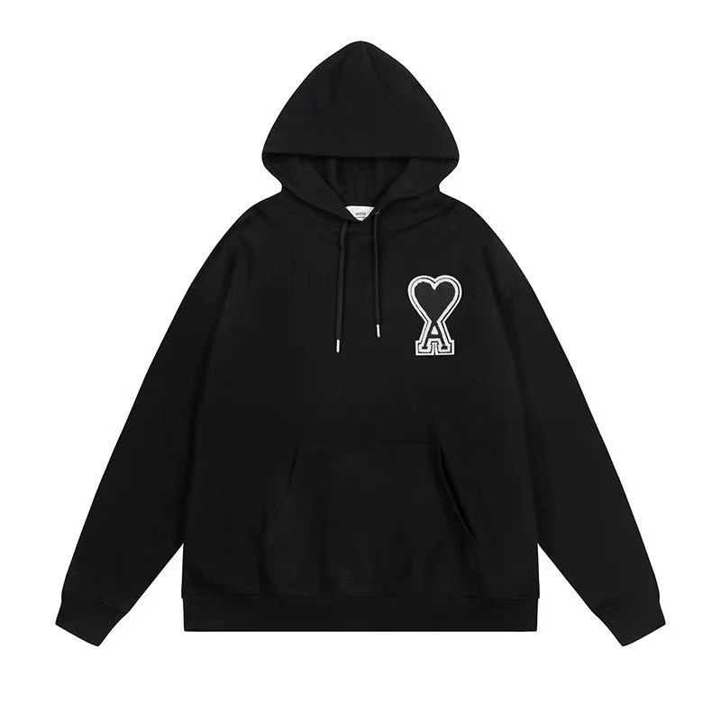 Ami Paris AMRI Hoodie Black Heart Logo Sweatshirt