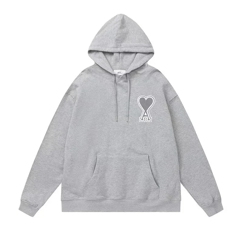 Ami Grey AM Heart Hoodie Sweatshirt