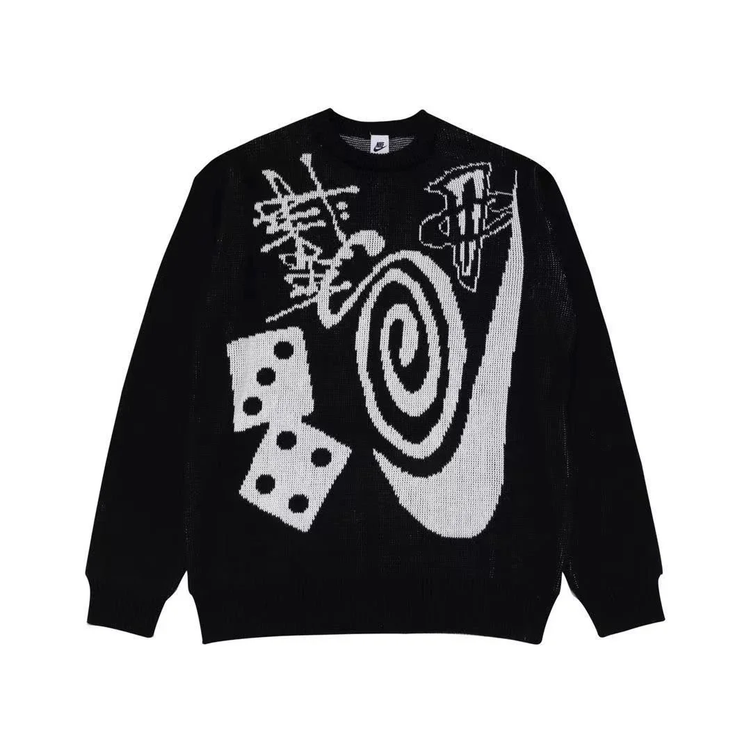 Nike ST22 Black Knit Sweater with Dice & Spiral Design