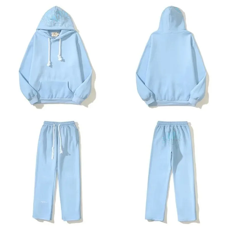 Light Blue Hoodie & Pants Set Casual Tracksuit